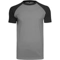 Graphit-Schwarz - Front - Build Your Brand Herren Raglan Kontrast Kurzarm T-Shirt