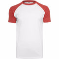 Weiß-Rot - Front - Build Your Brand Herren Raglan Kontrast Kurzarm T-Shirt