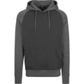 Schwarz-Graphit - Front - Build Your Brand Herren Raglan Kapuzenpullover