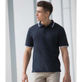 Marineblau-Weißer Abschluss - Back - Henbury Herren Polo-Shirt, mit Streifen am Kragen und den Ärmeln