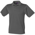 Kohlegrau - Front - Henbury Herren Polo-Shirt Coolplus Pique