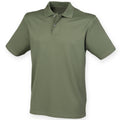 Olive - Front - Henbury Herren Polo-Shirt Coolplus Pique