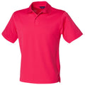 Pink - Front - Henbury Herren Polo-Shirt Coolplus Pique