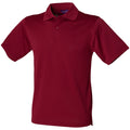 Burgunder - Front - Henbury Herren Polo-Shirt Coolplus Pique