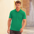 Grün meliert - Back - Fruit Of The Loom Herren Poloshirt Iconic