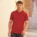 Rot meliert - Back - Fruit Of The Loom Herren Poloshirt Iconic