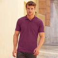 Burgunder meliert - Back - Fruit Of The Loom Herren Poloshirt Iconic