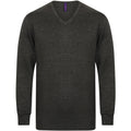 Grau meliert - Pack Shot - Henbury Herren Feinstrick-Pullover - Sweatshirt mit V-Ausschnitt