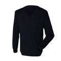 Marineblau - Front - Henbury Herren Feinstrick-Pullover - Sweatshirt mit V-Ausschnitt