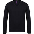 Schwarz - Pack Shot - Henbury Herren Feinstrick-Pullover - Sweatshirt mit V-Ausschnitt