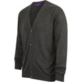 Grau - Pack Shot - Henbury Herren Feinstrick-Strickjacke mit V-Ausschnitt