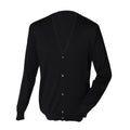 Schwarz - Front - Henbury Herren Feinstrick-Strickjacke mit V-Ausschnitt