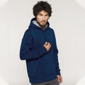 Marineblau - Back - Kariban Herren Kapuzenpullover mit Kapuze in Kontrastfarben