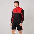 Schwarz-Rot - Back - Finden & Hales - Trainingsjacke mit kurzem Reißverschluss für Herren