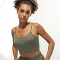 Khaki - Side - Skinni Fit - "Fashion" Kurzes Top Verstellbarer Gurt für Damen