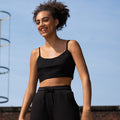 Schwarz - Side - Skinni Fit - "Fashion" Kurzes Top Verstellbarer Gurt für Damen