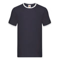 Marineblau-Weiß - Front - Fruit of the Loom - "Ringer" T-Shirt für Herren