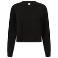 Schwarz - Front - SF - "Slounge" Sweatshirt kurz geschnitten für Damen