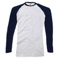 Grau-Marineblau - Front - Fruit of the Loom - T-Shirt für Herren - Baseball Langärmlig