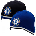 Marineblau-Königsblau - Front - Chelsea FC Unisex Wende-Strickmütze