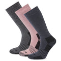 Dunkelgrau Marl-Verblichenes Rosa-gewaschenes Blau - Front - TOG24 - "Villach" Socken für Damen - Wandern(3er-Pack)