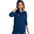 Marineblau-Weiß - Pack Shot - Umbro - "Club Leisure" Hoodie mit durchgehendem Reißverschluss für Damen