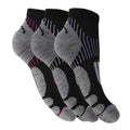 Schwarz-Grau - Front - Damen Radsport-Socken, 3 Paar