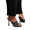 Schwarz - Front - Where´s That From - Damen Mules "Lisbon", Strassbesatz, Netzmaterial