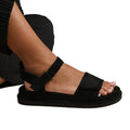 Schwarz - Back - Where´s That From - Damen Sandalen "Corfu", Wildlederimitat