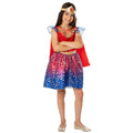 Rot-Blau-Gold - Side - Wonder Woman - "Deluxe" Kostüm-Kleid - Mädchen