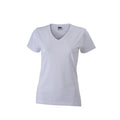 Weiß - Front - James and Nicholson Damen Slimfit-T-Shirt mit V-Ausschnitt