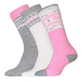 Weiß-Grau-Pink - Front - Stiefelsocken für Damen (3er-Pack)